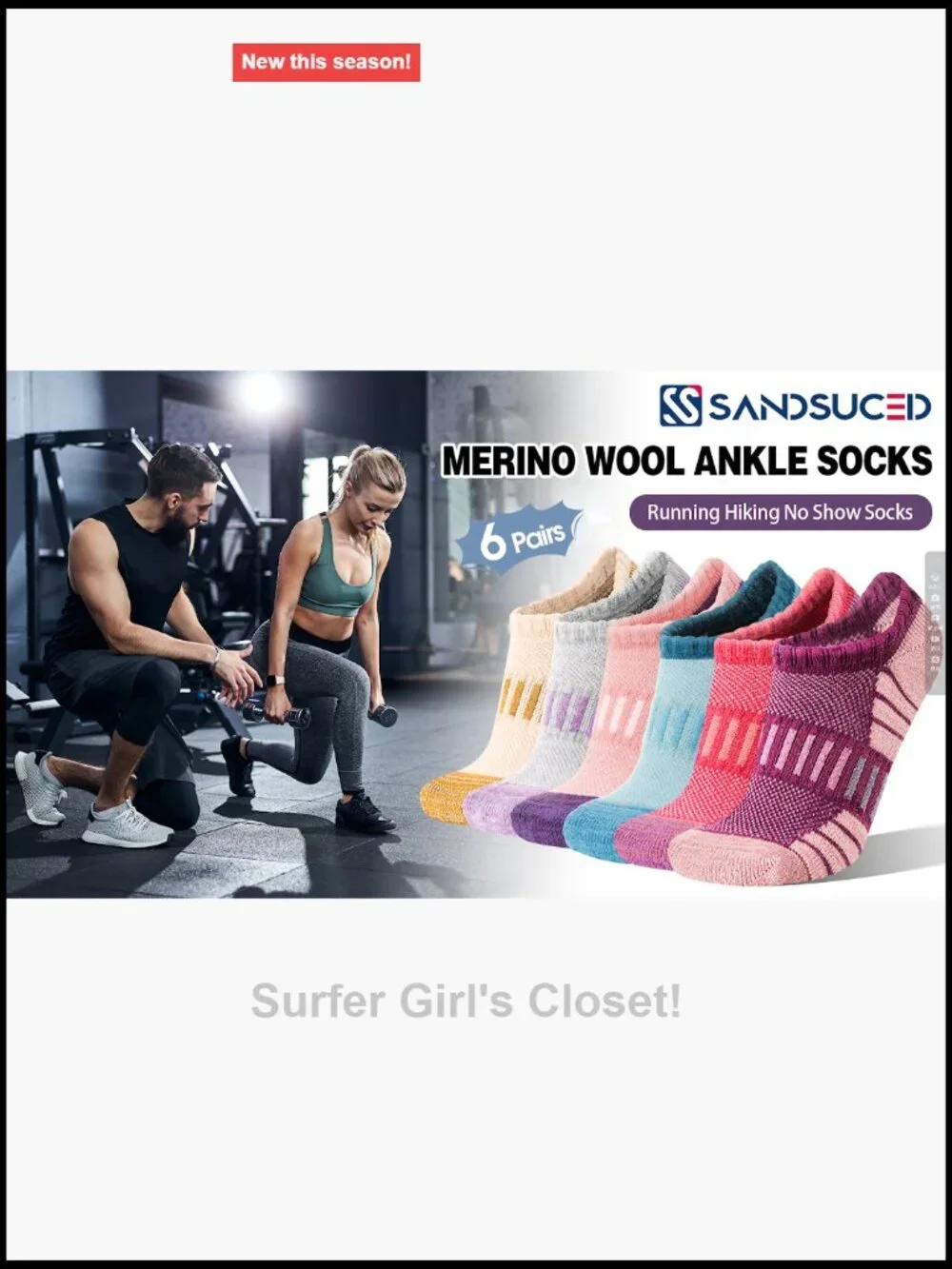 Merino Wool Ankle Athletic Socks Cushioned Breathable for Men Women 6 Pairs
